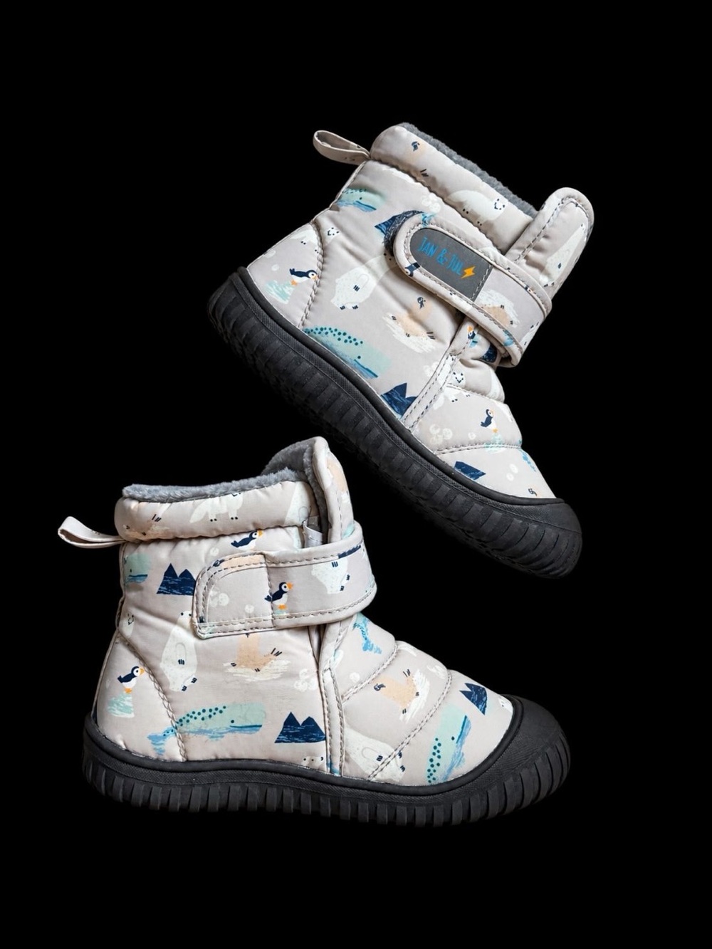 Jan & Jul Kids Winter Snow Boots - Light Gray Polar Print - US 10
